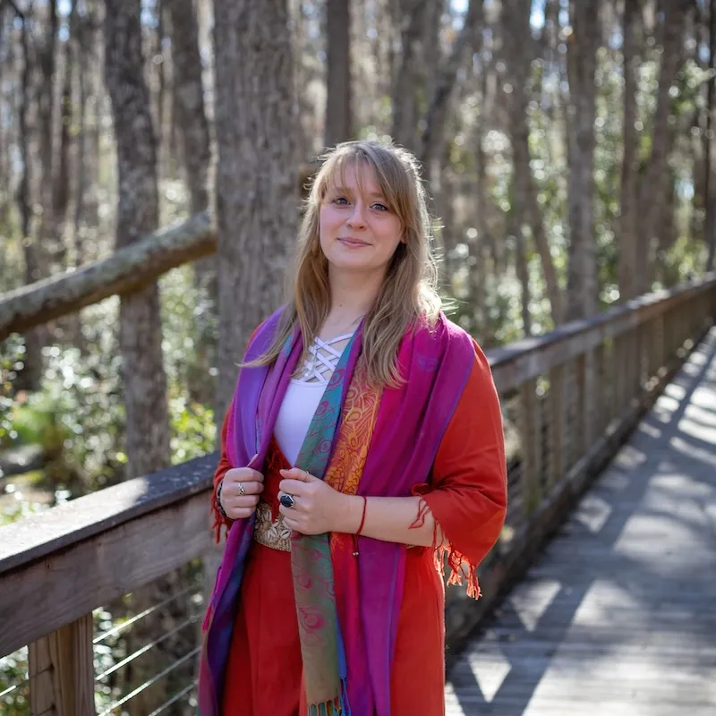 Aarika on a bridge in nature